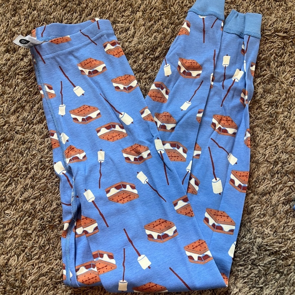 NWT Hanna Andersson kids long john pajama set blue s'mores print size 12 - Picture 4 of 4